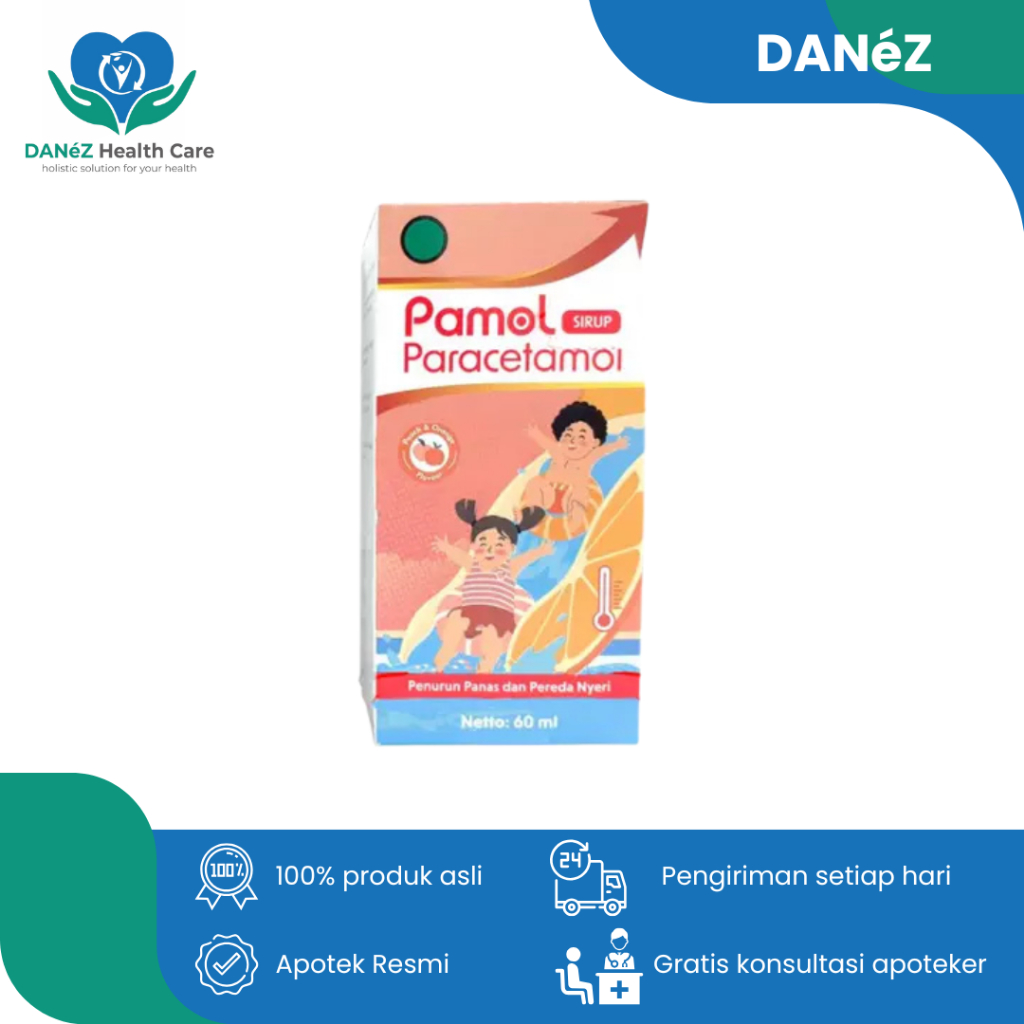 PAMOL SIRUP PARACETAMOL 60ML UNTUK MEREDKAN NYERI DAN DEMAM PADA ANAK