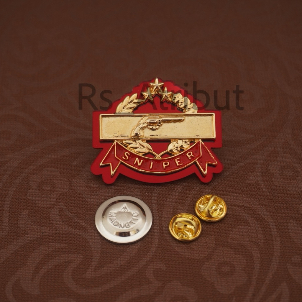 Pin Sniper Pendek / Brevet Brivet Sniper Laras Pendek Polri Premium