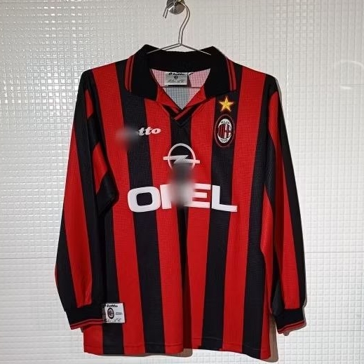 Original AC MILAN 1997 Home Jersey Weah LS Baju Bola Italy - M