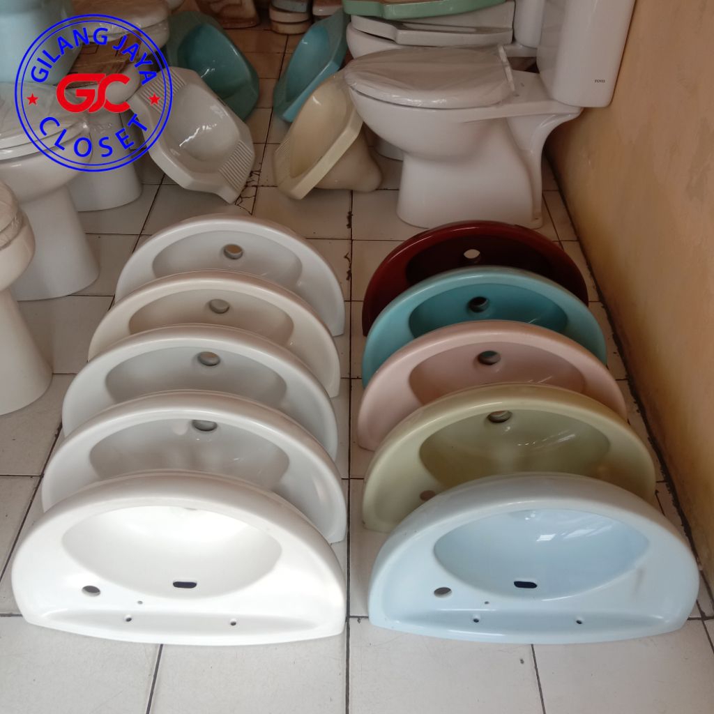 Westafel Gantung TOTO Lw 34 Varian Warna -Wastafel Cuci Tangan 1 Set Alat Komplit Free Peti Kayu