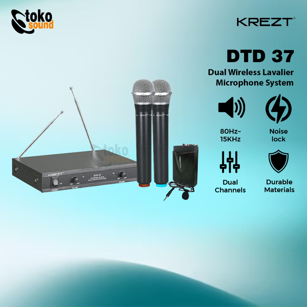 Krezt DTD37 DTD 37 - Dual Wireless Microphone System