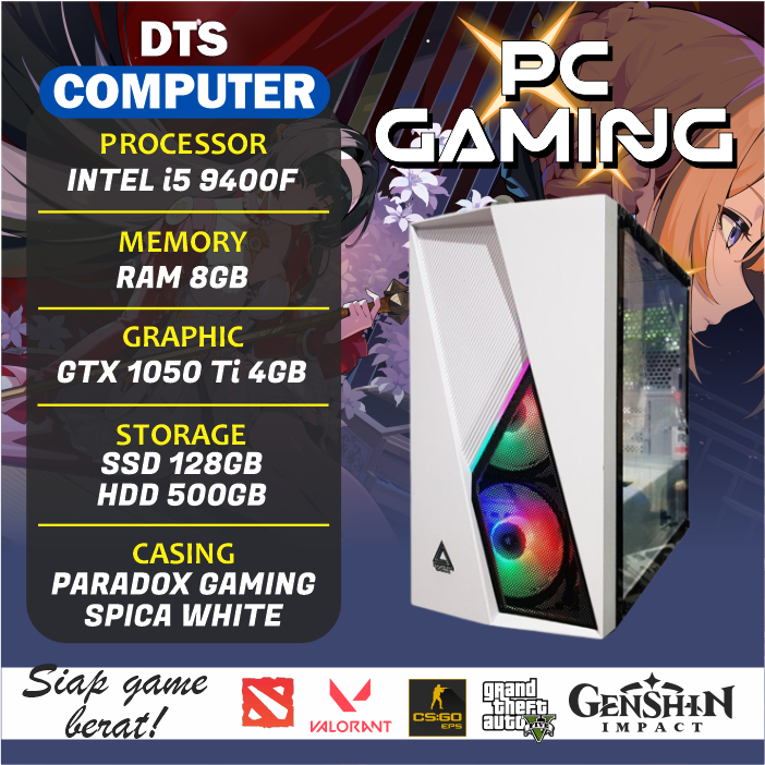 Pc Rakitan Gaming Core i5-9400F Gen 9 [GTX1050ti 4G + Ram 8GB DDR4]
