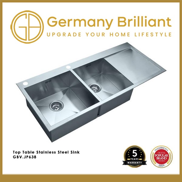 Germany Brilliant Kitchen Sink Bak Cuci Piring Dapur 2 Lubang GBV.JP638