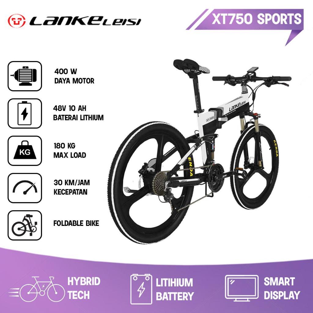Sepeda Listrik Lipat Elektrik Lankeleisi XT750 Sports Version Folding Teknologi Hybrid