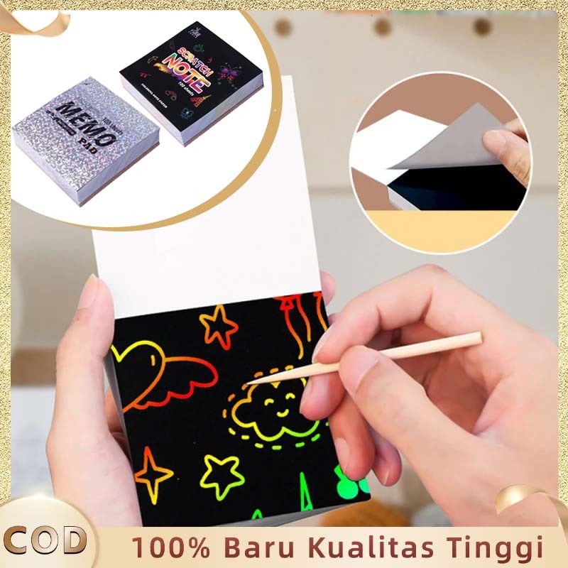 Buku Gambar Gores Magic Tulis Gores Gambar Diy Scratch Paper Note Grafiti Scratch Book Magic Color R