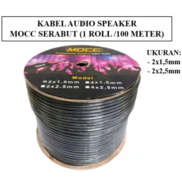Kabel Speaker Audio Serabut Tembaga MOCC 2x1,5mm / 2x2,5mm (1 Roll)/Kabel Audio Sound System MOCC