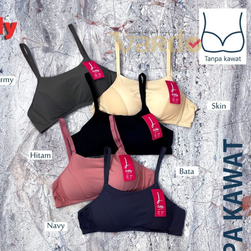 Bra Busa Tipis Tanpa Kawat Lidily DW 812 / BH Lydily Seamless Kemben Size 34 36 38