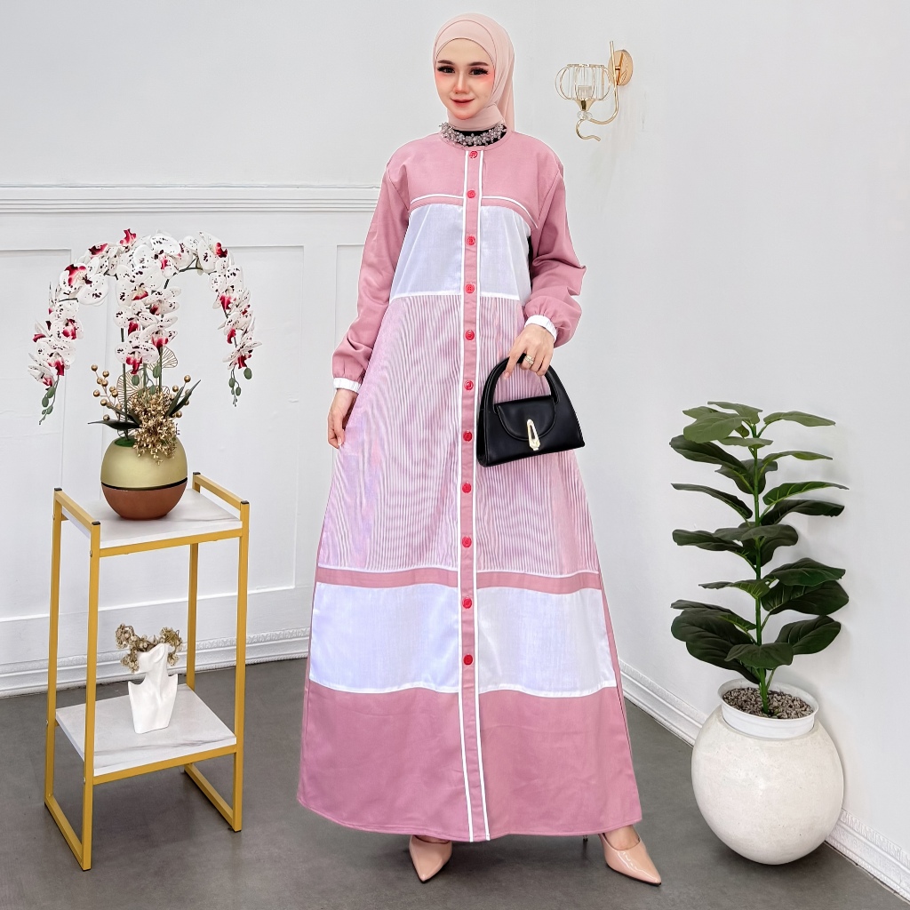 Gamis Katun Kombinasi Wanita - Gamis Kombinasi Katun Polos dan Motif By Kahiyang