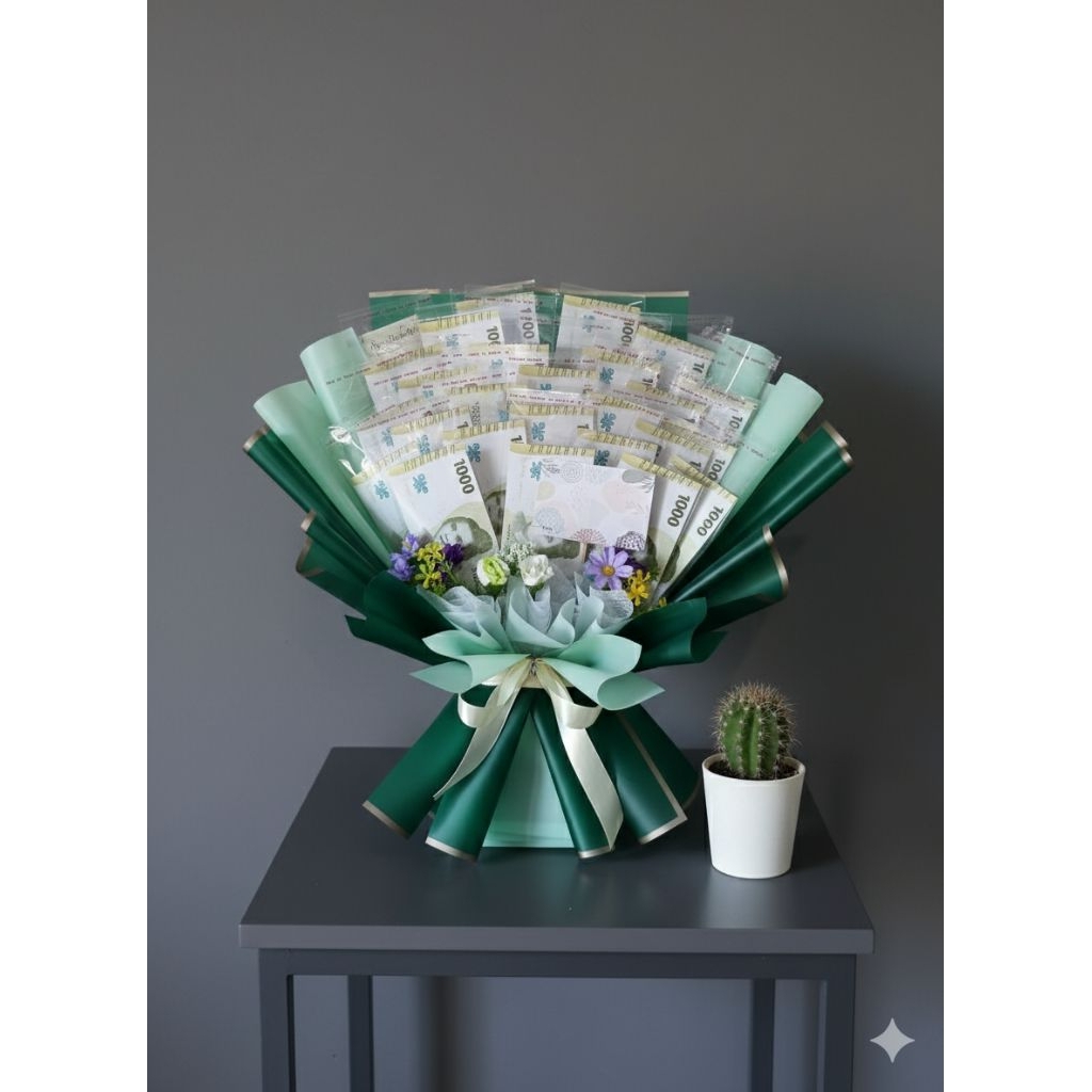 Aelsafa Bouquet - Buket Uang 30 lembar Kosongan Large free kartu ucapan dan packing