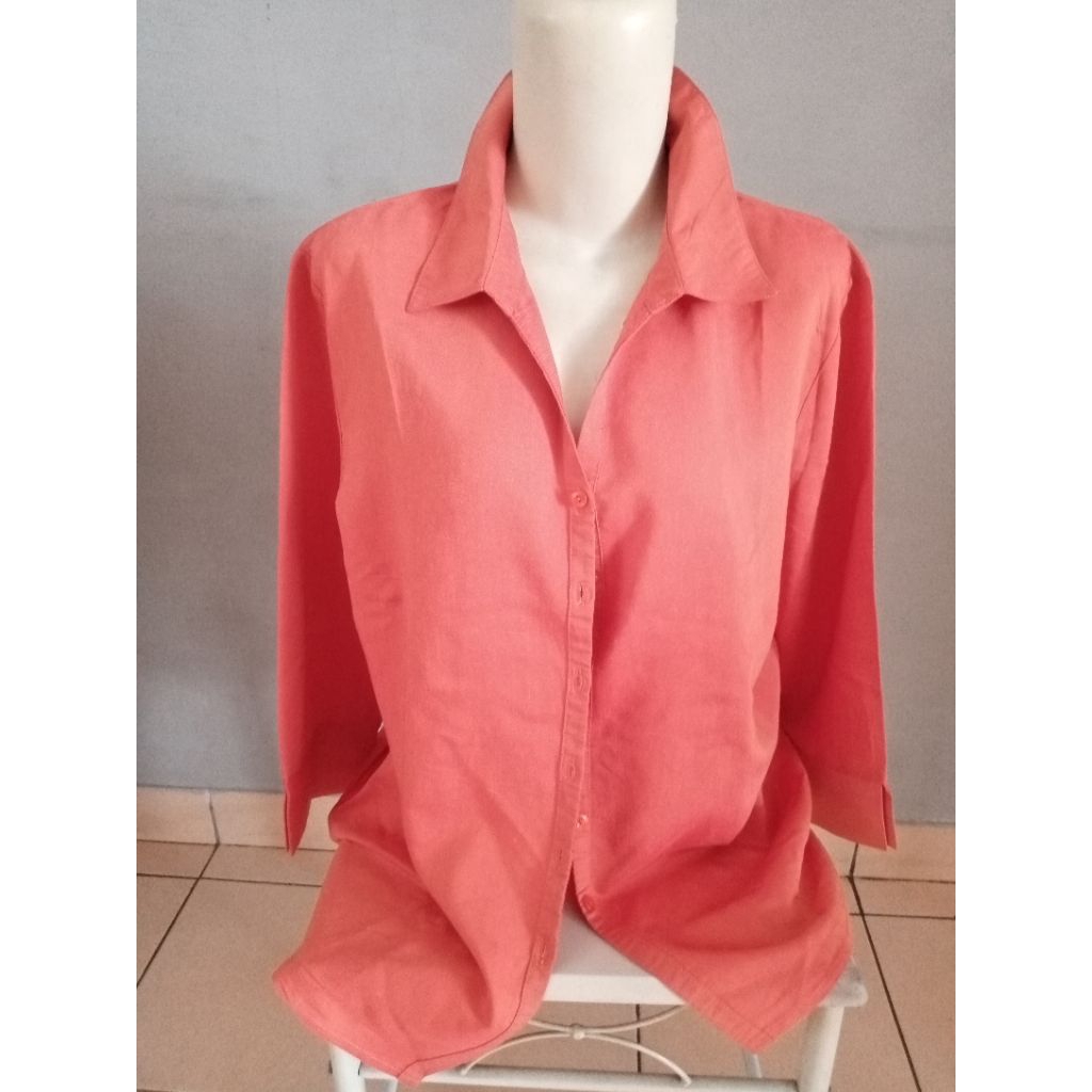 Kemeja oranye/merah bata/blus oranye/blus merah bata/kemeja santai/blus cewek preloved
