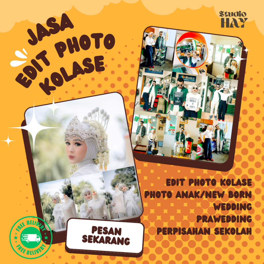 Jasa Edit foto kolase wedding / prawedding / perpisahan sekolah / foto anak newborn