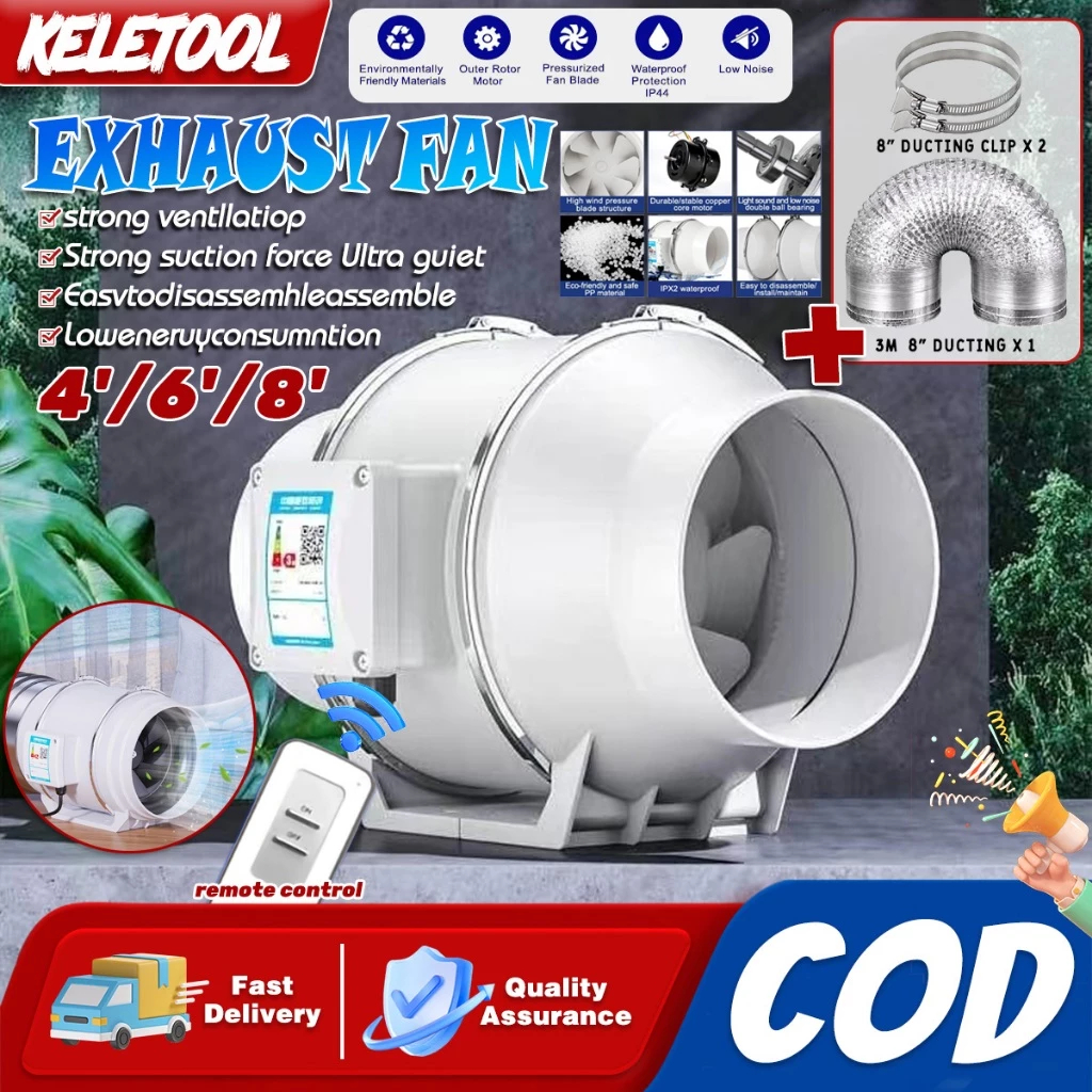NEW PORODUK 4" 6" 8" 220V BLOWER DAPUR PENGHISAP ASAP DAPUR BLOWER HISAP UNTUK KAMAR MANDI DAPUR