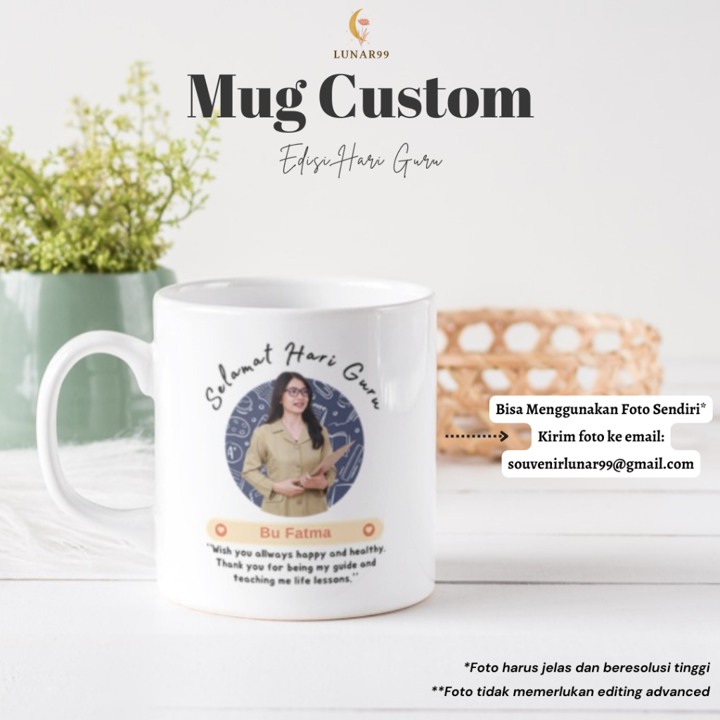 Mug Gelas Kado Hari Guru Custom Nama & Foto – Hadiah Hari Guru -- Mug Custom Edisi Hari Guru