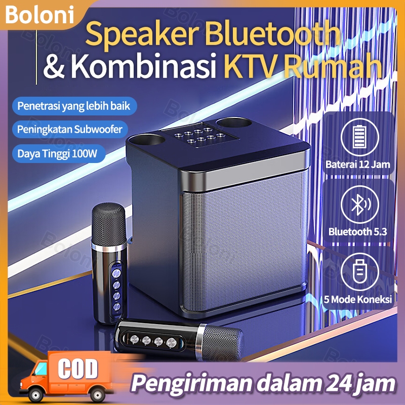 Speaker Karaoke Bluetooth 5.3,Speaker Bluetooth Plus Mic Actual ,Mini,Portabel,Suara HD Bass Mantap 