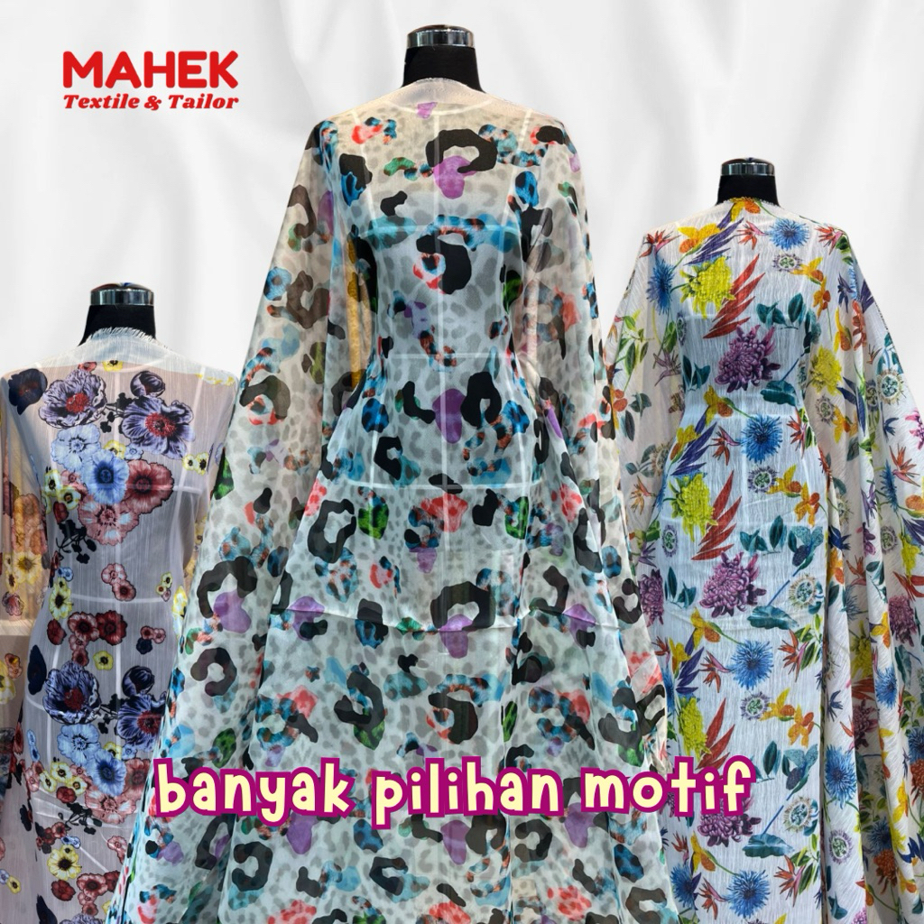 Organza Bunga / Organza Motif / Kain Organza Motif Bunga / Bahan Halus / Nerawang / Harga Per 0,5