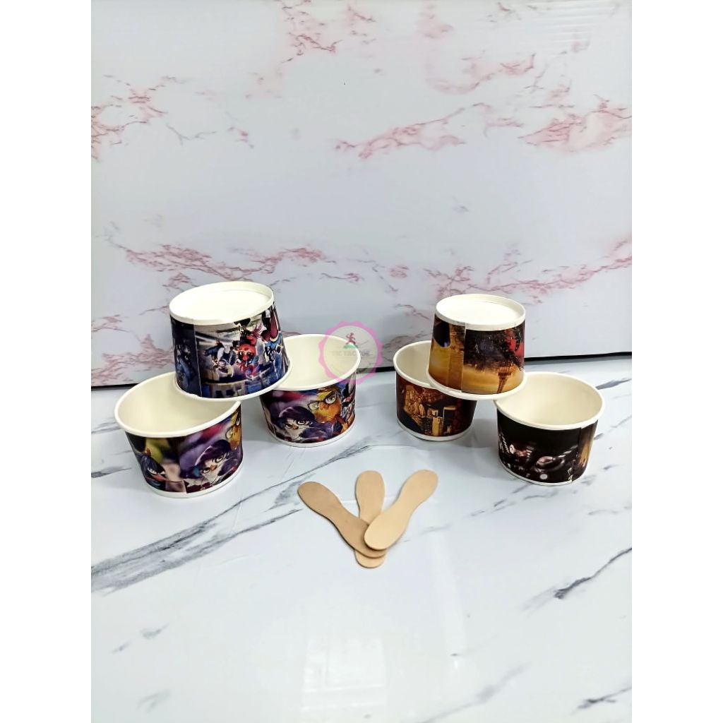 Paper Cup Ice Cream Motif / Paper Cup Ice Cream / Paper Cup Kertas / Cup Ice Cream isi 50pcs