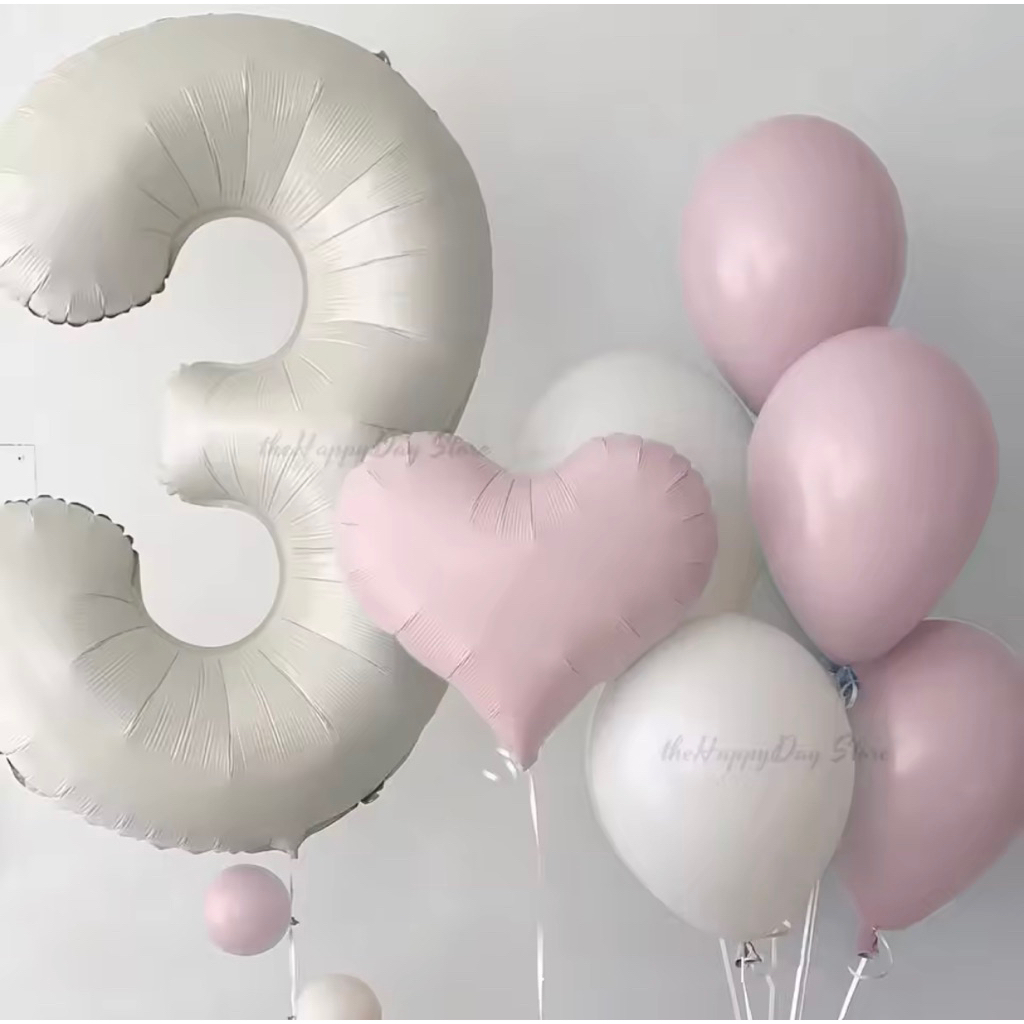 Set paket balon foil angka 80cm warna milky white 32inch jumbo besar hiasan dekorasi pesta ulang tah