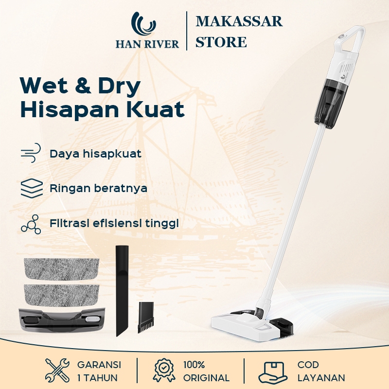 【Pengiriman dari Makassar】HAN RIVER Vacuum Cleaner Hisap Dan Pel Terintegrasi Vacuum Cleaner Portabl