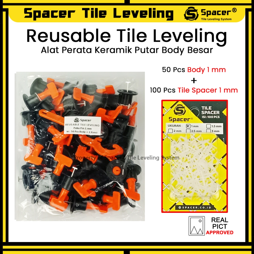 RTL PIN 1 mm REUSABLE TILE LEVELING PIN 1mm LEVELING KERAMIK MODEL PUTAR NAT 1mm ISI 50 PCS