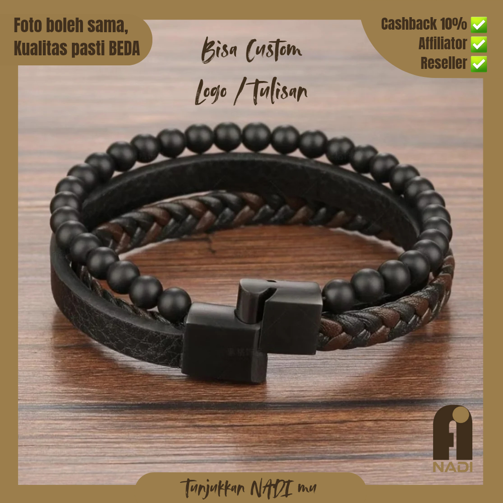 NADI - PUSKAS Bracelet - Gelang Kulit Asli Pria Premium Genuine Leather Custom