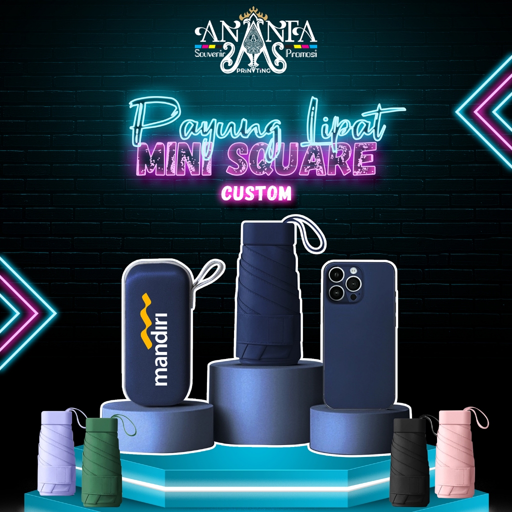 cuatom payung lipat mini square/payung dompet/payung lipat/payung custom/payung souvenir