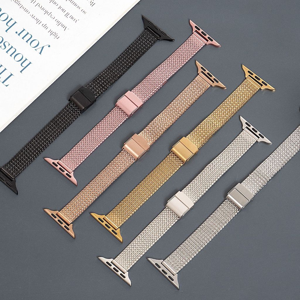 Strap Apple Watch Slim Milanese Rantai Pasir Magnetic Series 1st 1 2 3 4 5 6 7 8 9 10 11 SE SE2 SE3 