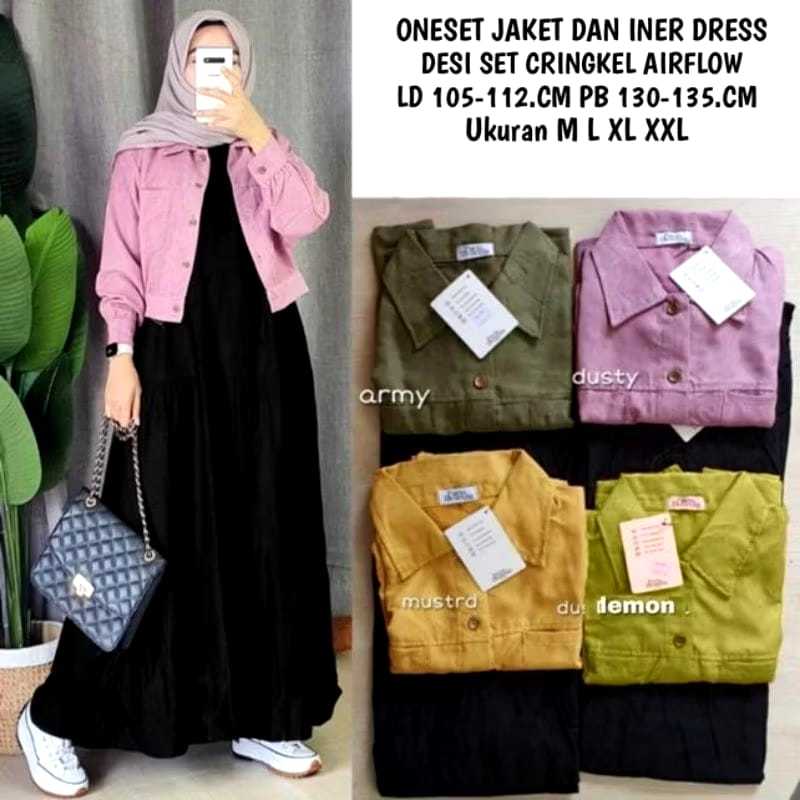 One Set Atasan Quter + Iner Susun Dres Model Gaya Baru Dan Terlaris
