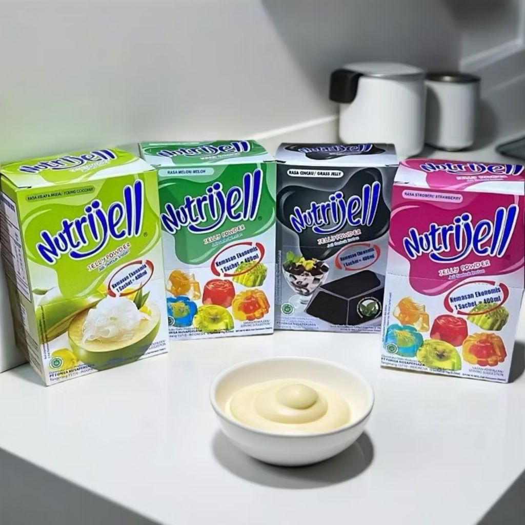 ( HARGA GROSIRAN ) NUTRIJELL 1BOX 12SACHET RASA BUAH PLAIN CINCAU KELAPA MUDA