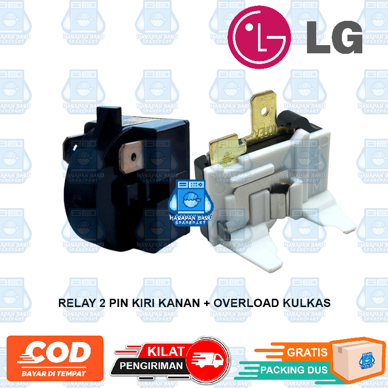 Relay pin 2 kanan kiri + Ptc Overload Kulkas LG 1 pintu / 2 pintu