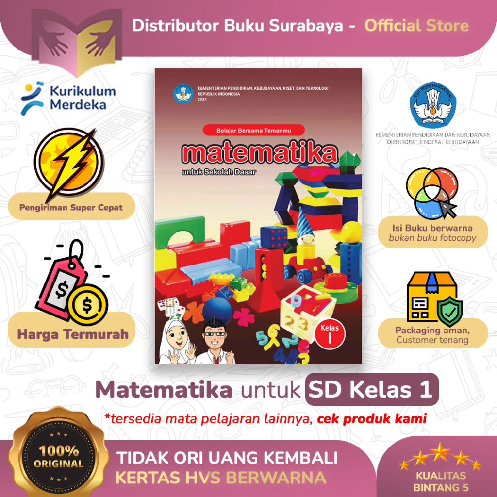 Buku Matematika Kelas 1 SD - Buku Paket Siswa - Kurikulum Merdeka
