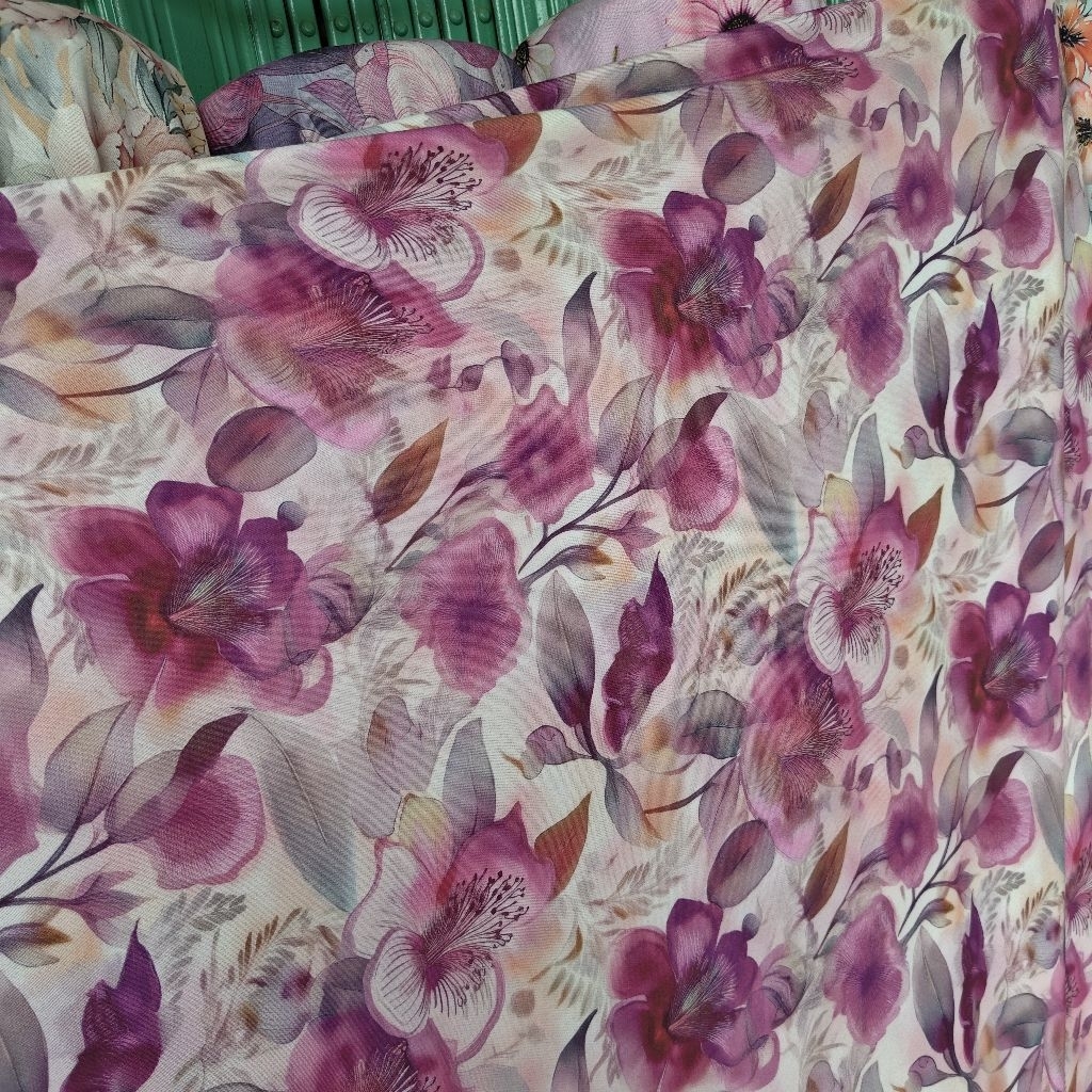 KAIN KATUN RAYON VISCOSE PREMIUM MOTIF BUNGA BESAR - KAIN RAYON MOTIF KEMBANG BESAR HARGA PERSETENGA