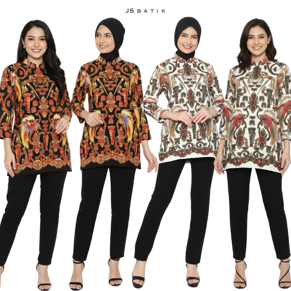 JSBATIK Pakaian Batik Blouse Wanita Batik Papua Cendrawasih Batik Kerja Blus Batik Wanita