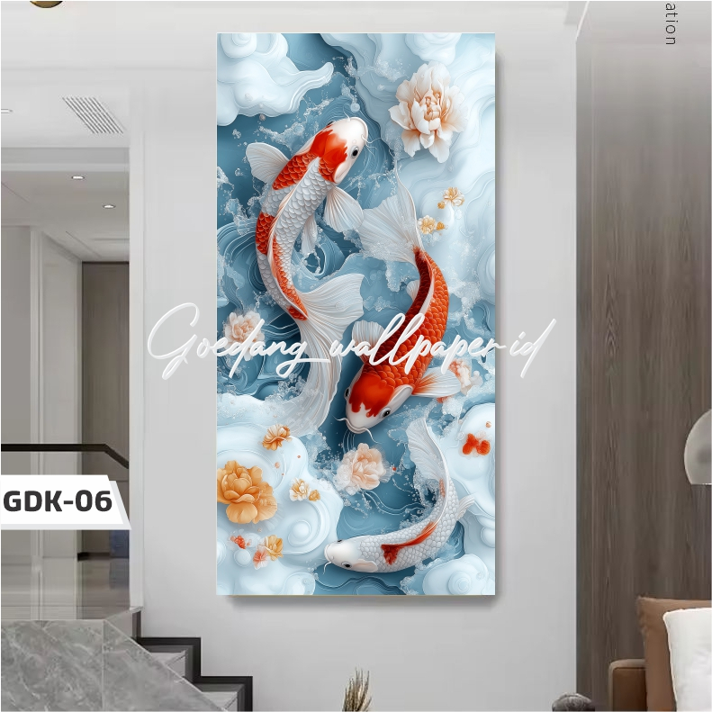 BEST SELLER Stiker dinding ikan koi stiker dinding ikan koi 3D sticker dinding ikan koi tinggal temp