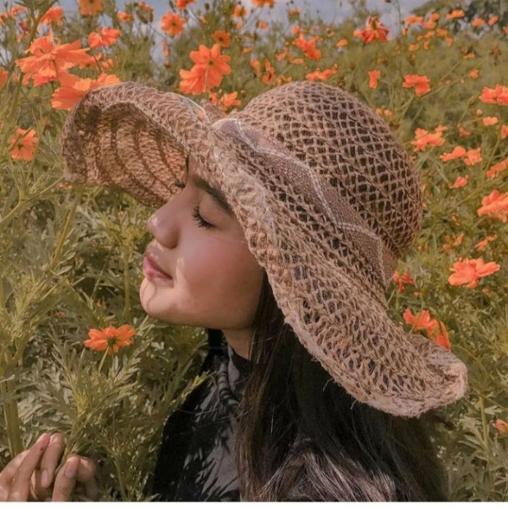 Topi Pantai Polkadot  / Topi Pantai Wanita / Topi Pita Lebar / Topi Anyaman / Topi Lebar