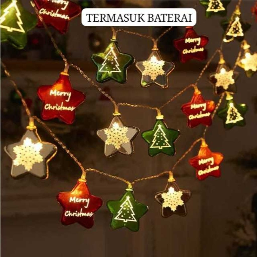 Lampu Hias Pohon Natal 3 Meter 20 LED Dekorasi Natal