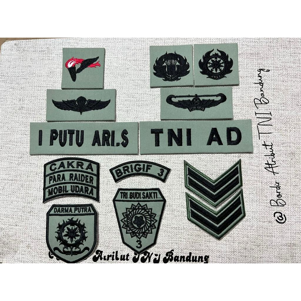 PAPAN NAMA ATRIBUT TNI PERKERAS KAIN