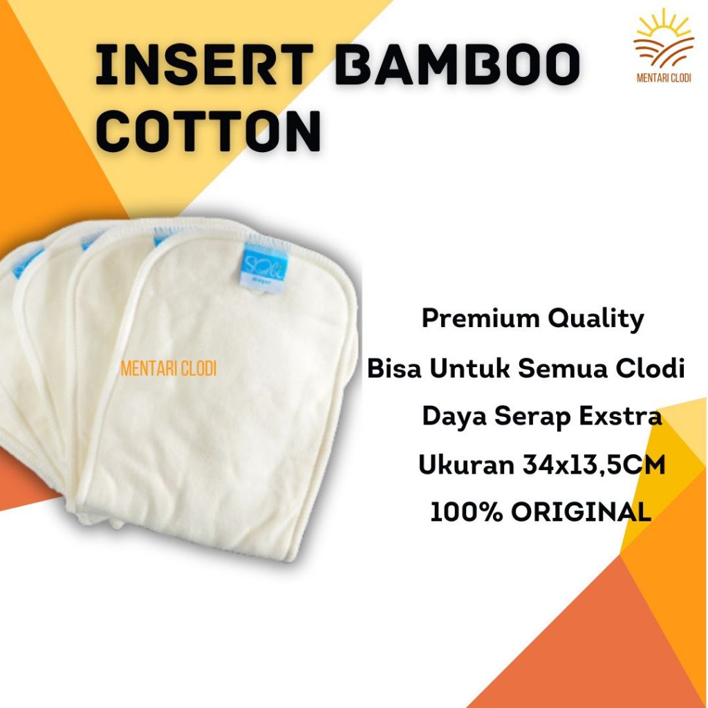 ORIGINAL Insert Bamboo Clodi Sobi Popok Kain Anak Bayi Cuci Ulang Pempes Clody