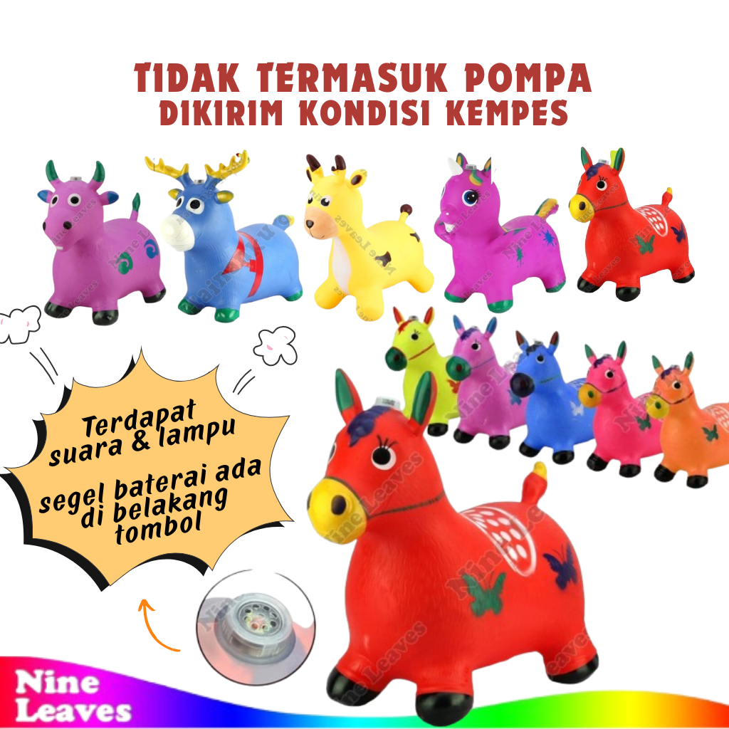 Mainan Jumping Animal Kuda Kudaan Karet Tunggangan Binatang Karet Kuda Karet Sapi Kuda Unicorn Rusa 