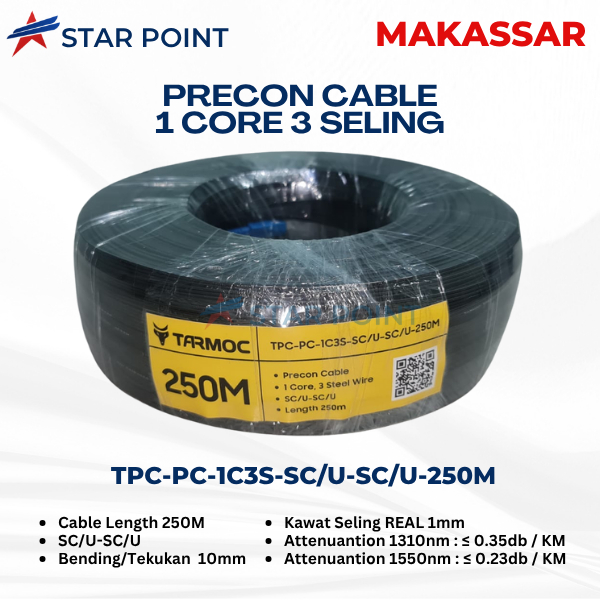 Kabel FO Preconnectorized 250 Meter/Precon Fiber Optic 250M Dropcore