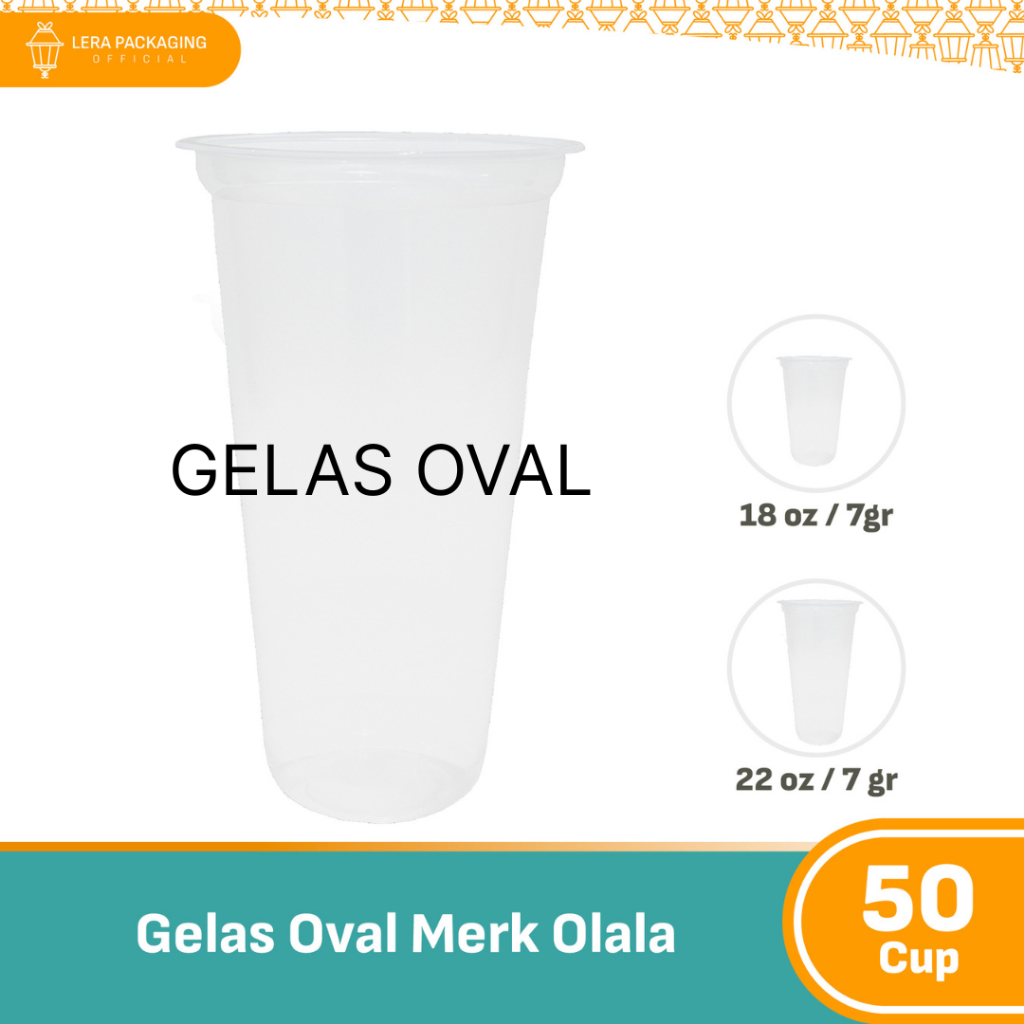 [50pcs] Gelas Plastik OVAL 18, 22 Oz / Gelas Plastik Kopi / Gelas Plastik Tahan Panas / Gelas Plasti