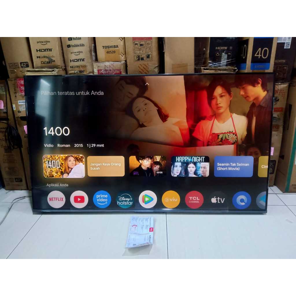 TV QLED TCL 50 Inch Android TV Youtube Sudah Digital Kondisi bekas masih segel mulus seperti baru 47