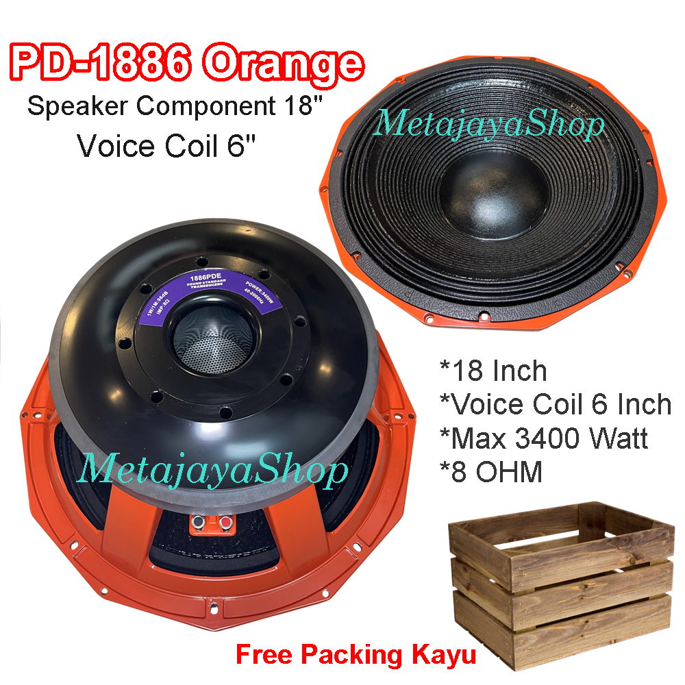 Speaker Komponen PD1886 Orange Component PD-1886  18 Inch Voice Coil 6"