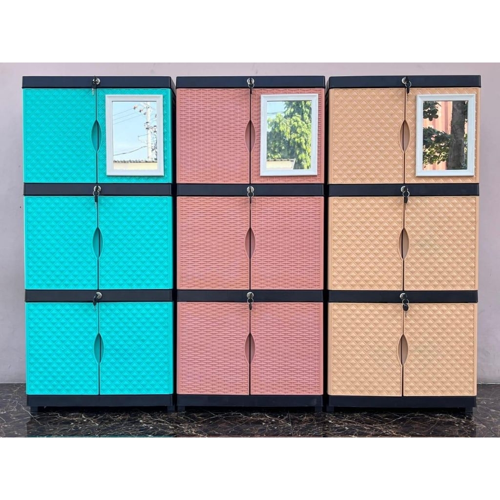 Lemari Plastik Mini Susun 3 Kaca