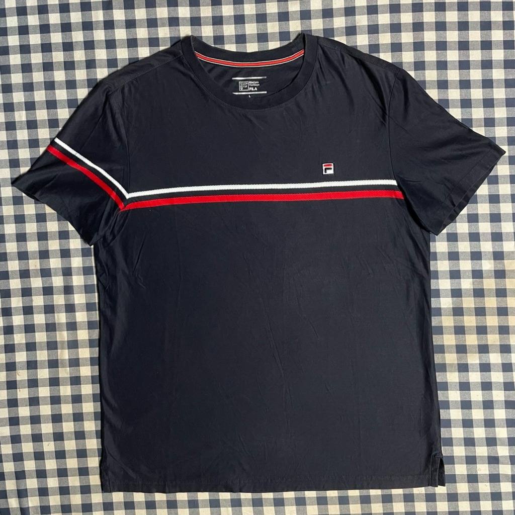 T-Shirt / Baju Kaos FILA Solid colour sport tennis original size L warna biru navy