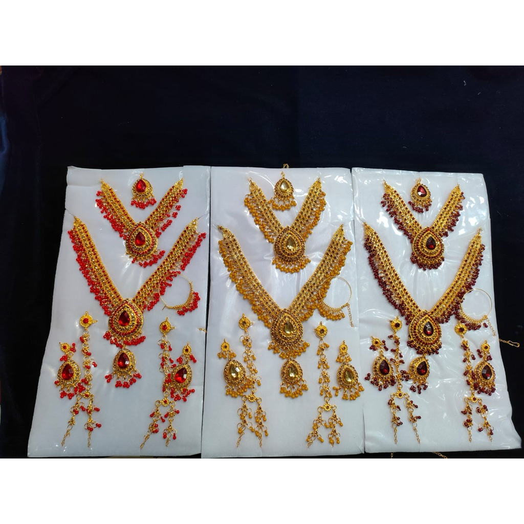 Set aksesoris kalung india - choker india lengkap - perhiasan pengantin india - wedding india