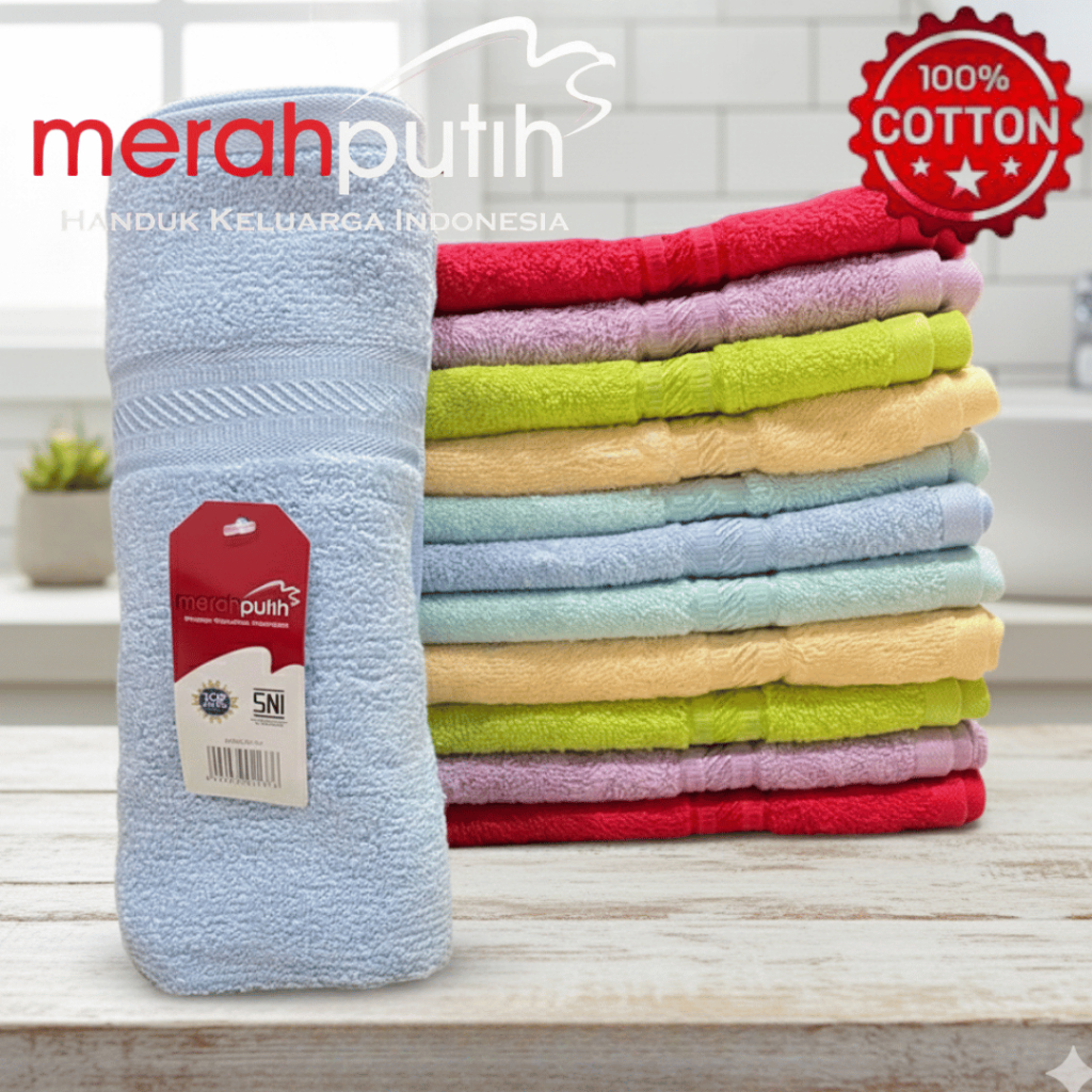 RAJAMURAH Handuk Mandi Merah Putih | Handuk Katun Premium | Handuk Hotel Tebal & Lembut