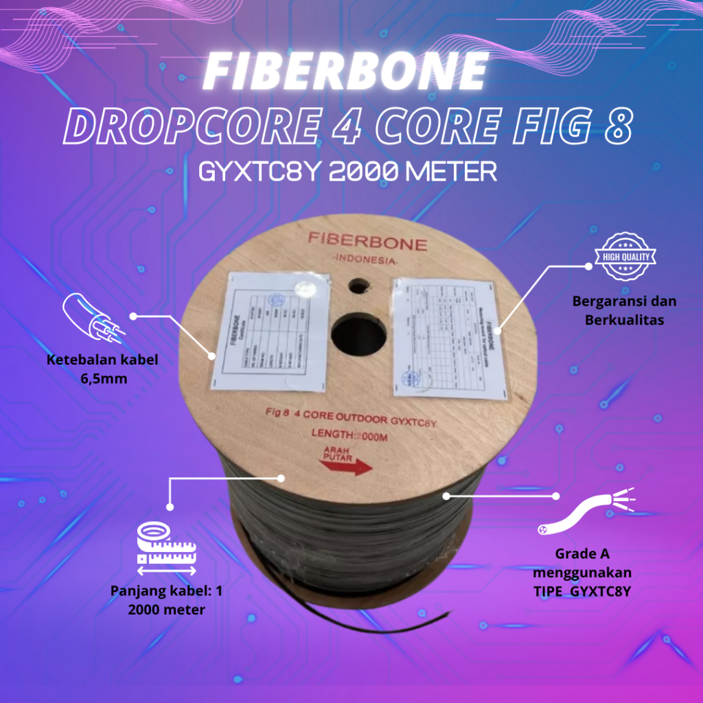 4 Core Fig8 Mini Tube Jelly Kabel Dropcore Ftth Fiber Optic Merk Fiberbone