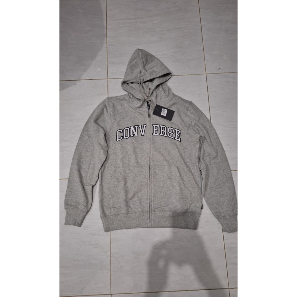 Jaket CONVERSE - Men CON Retro Chuck Full Zip Hoodie - Original Grey