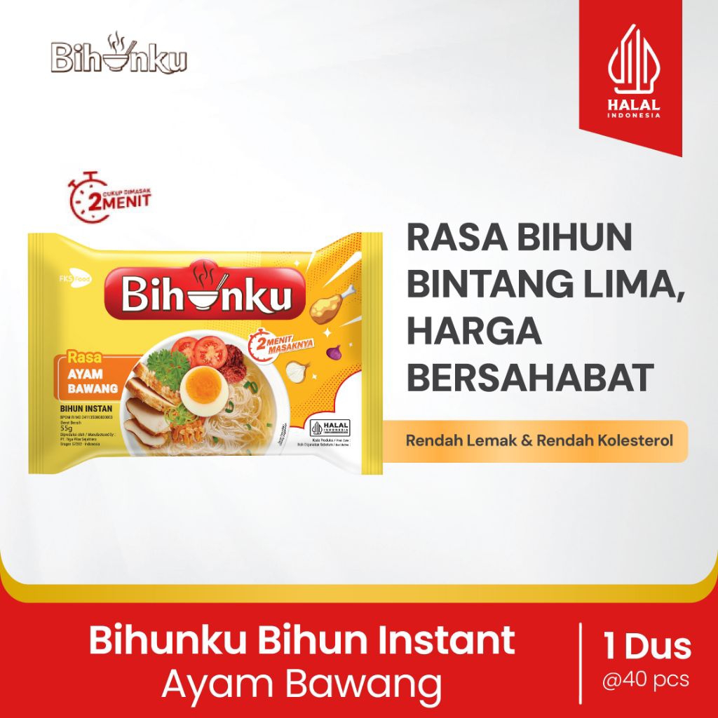 Bihunku Instan -  Ayam Bawang - 1 Karton - 40 Pcs - 55gr - 1 dus - bihun  kuah -