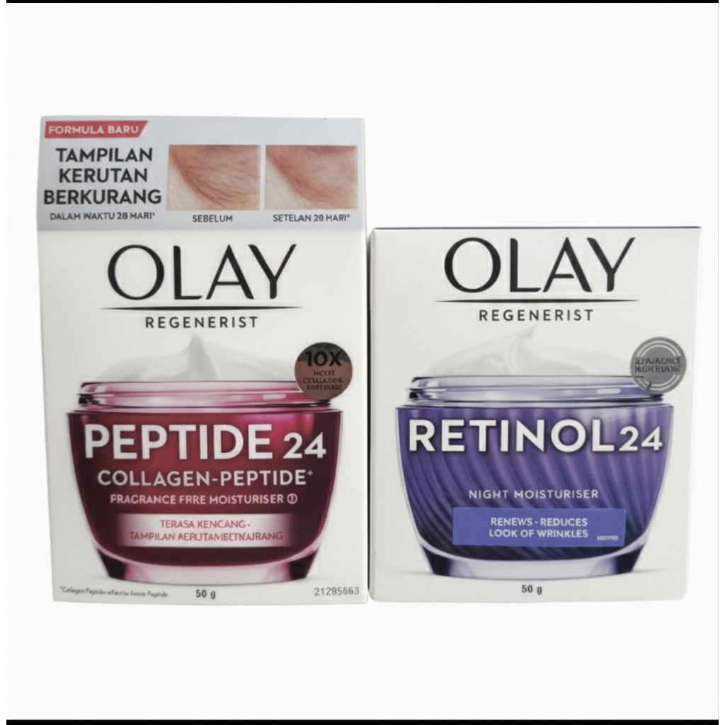 PAKET OLAY REGENERIST COLLAGEN PEPTIDE 24 DAY CREAM  50 GR + OLAY REGENERIST RETINOL 24 NIGHT CREAM 